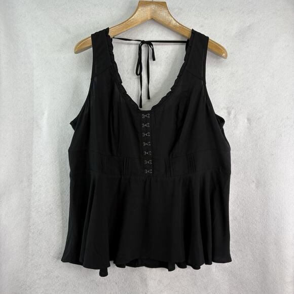 Torrid Womens Sz 2‎ (18/20) Black Challis Corset Sleeveless Top Smocked Witchy - Picture 3 of 7